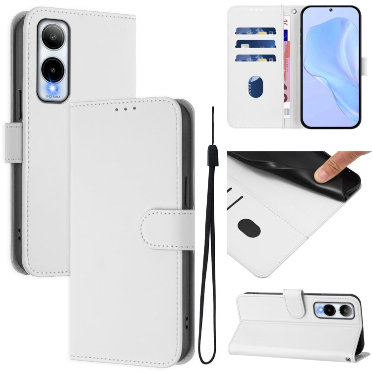 Skin Feel Solid Color Leather Phone Case with Lanyard, For Cricket Icon Plus 2026 / Icon 7 5G, For Cricket Icon 6