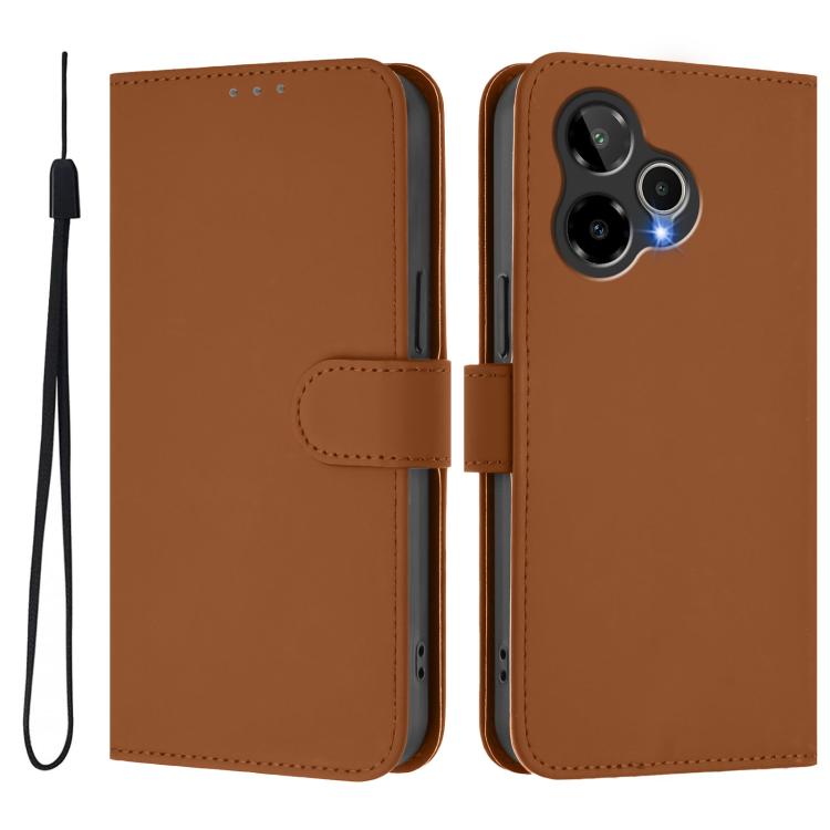 Skin Feel Solid Color Leather Phone Case with Lanyard, For Cricket Icon Plus 2026 / Icon 7 5G, For Cricket Icon 6