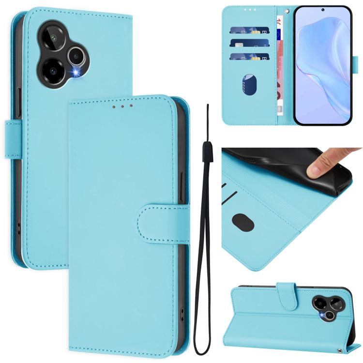 Skin Feel Solid Color Leather Phone Case with Lanyard, For Cricket Icon Plus 2026 / Icon 7 5G, For Cricket Icon 6