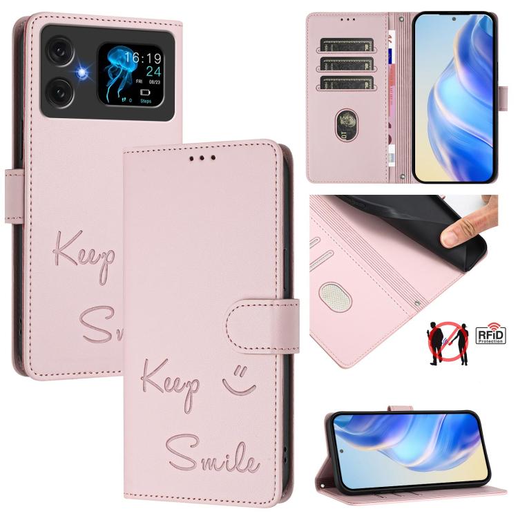 Smile Embossing RFID Leather Phone Case, For Cubot A40, For Cubot P90, For Cubot A30, For Cubot A20, For Cubot Max 5, For Cubot A10, For Cubot Note 40, For Cubot P50