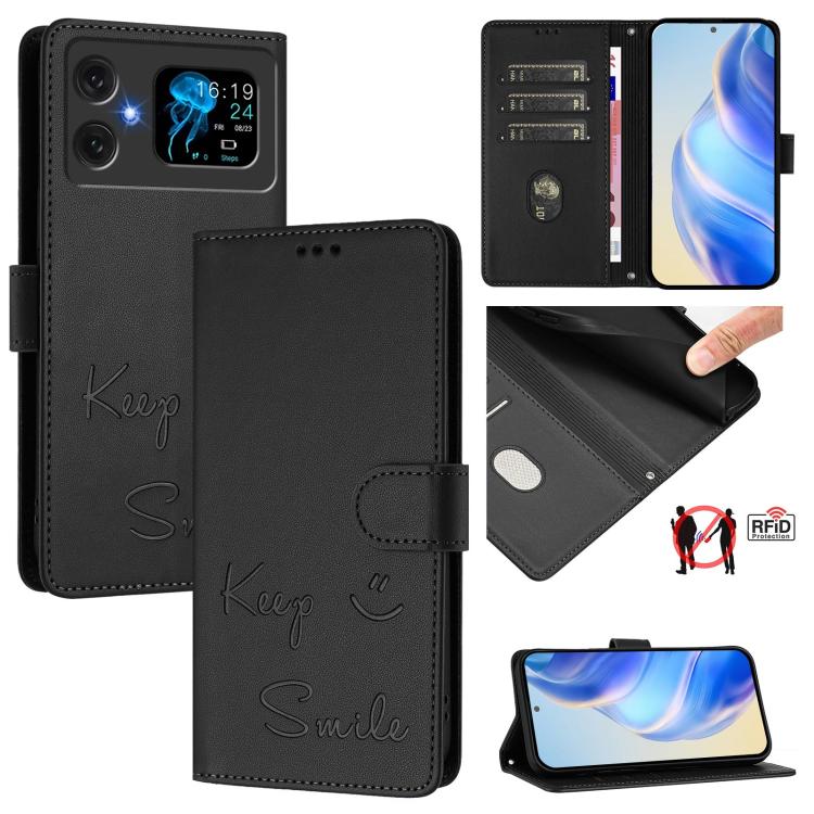 Smile Embossing RFID Leather Phone Case, For Cubot A40, For Cubot P90, For Cubot A30, For Cubot A20, For Cubot Max 5, For Cubot A10, For Cubot Note 40, For Cubot P50