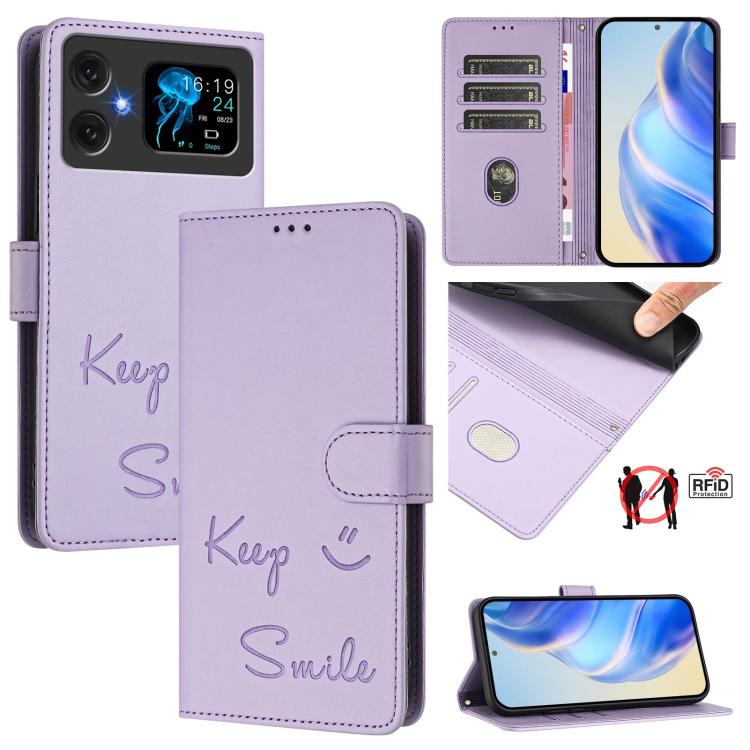 Smile Embossing RFID Leather Phone Case, For Cubot A40, For Cubot P90, For Cubot A30, For Cubot A20, For Cubot Max 5, For Cubot A10, For Cubot Note 40, For Cubot P50