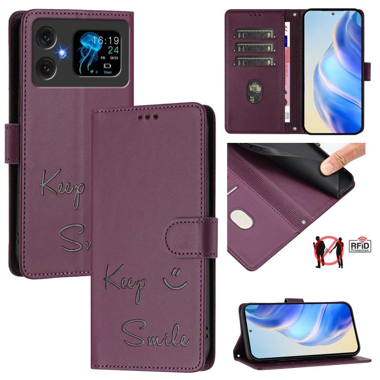 Smile Embossing RFID Leather Phone Case, For Cubot A40, For Cubot P90, For Cubot A30, For Cubot A20, For Cubot Max 5, For Cubot A10, For Cubot Note 40, For Cubot P50