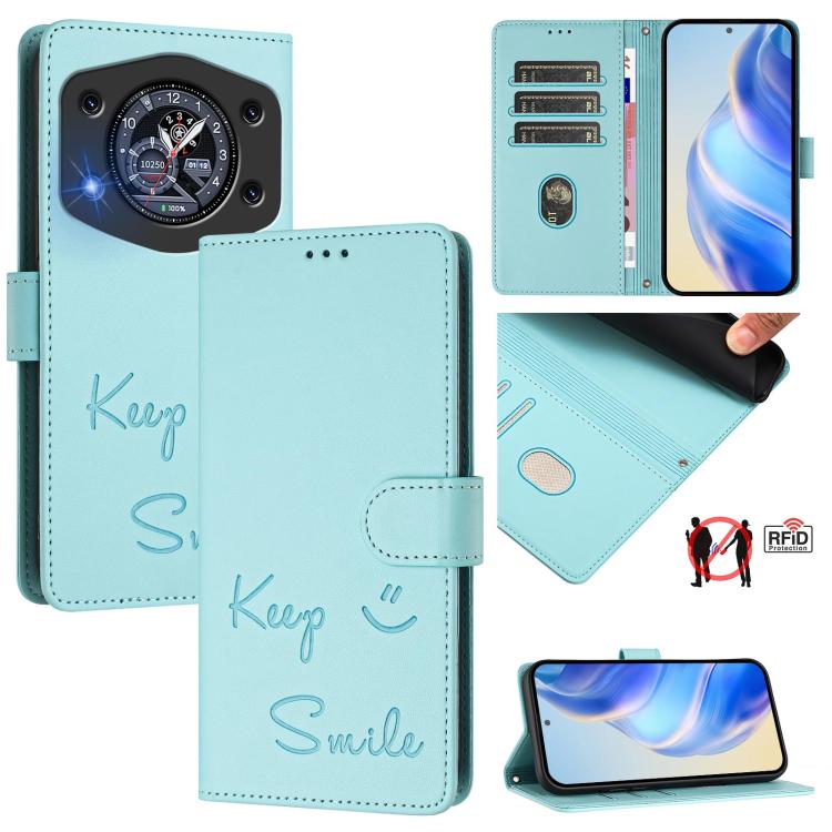 Smile Embossing RFID Leather Phone Case, For Cubot A40, For Cubot P90, For Cubot A30, For Cubot A20, For Cubot Max 5, For Cubot A10, For Cubot Note 40, For Cubot P50