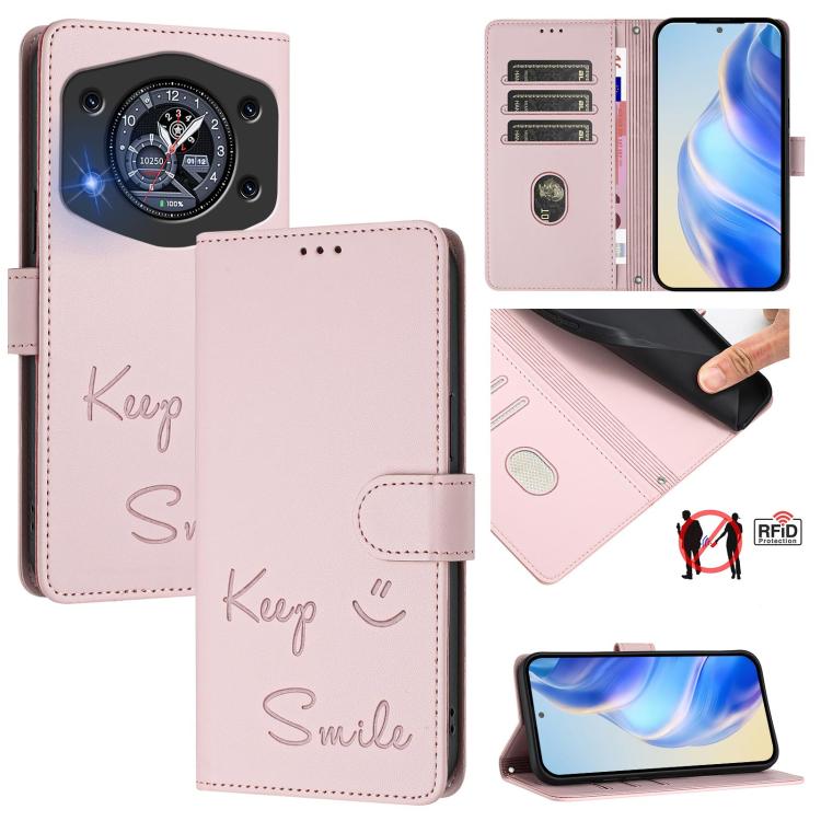 Smile Embossing RFID Leather Phone Case, For Cubot A40, For Cubot P90, For Cubot A30, For Cubot A20, For Cubot Max 5, For Cubot A10, For Cubot Note 40, For Cubot P50