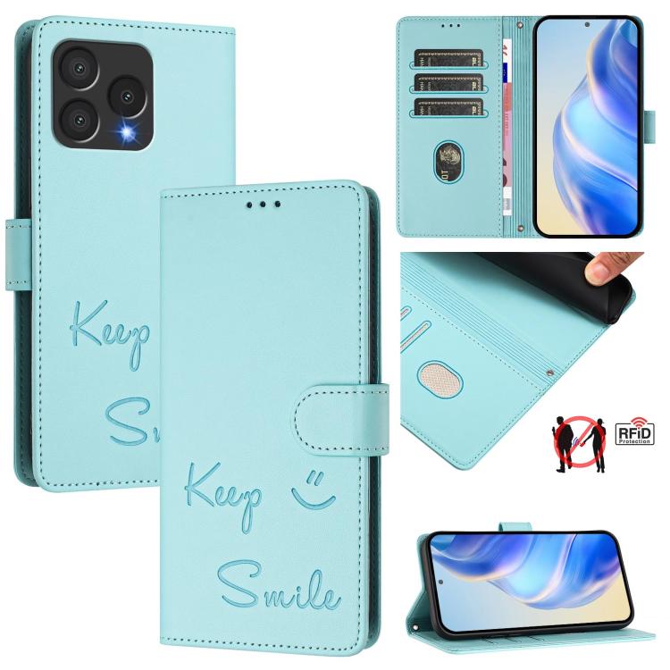 Smile Embossing RFID Leather Phone Case, For Cubot A40, For Cubot P90, For Cubot A30, For Cubot A20, For Cubot Max 5, For Cubot A10, For Cubot Note 40, For Cubot P50
