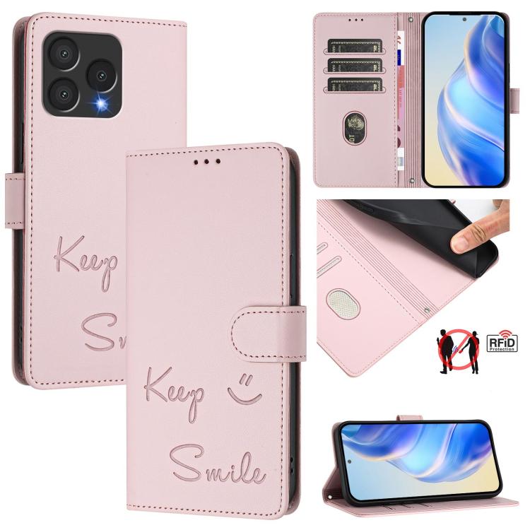 Smile Embossing RFID Leather Phone Case, For Cubot A40, For Cubot P90, For Cubot A30, For Cubot A20, For Cubot Max 5, For Cubot A10, For Cubot Note 40, For Cubot P50