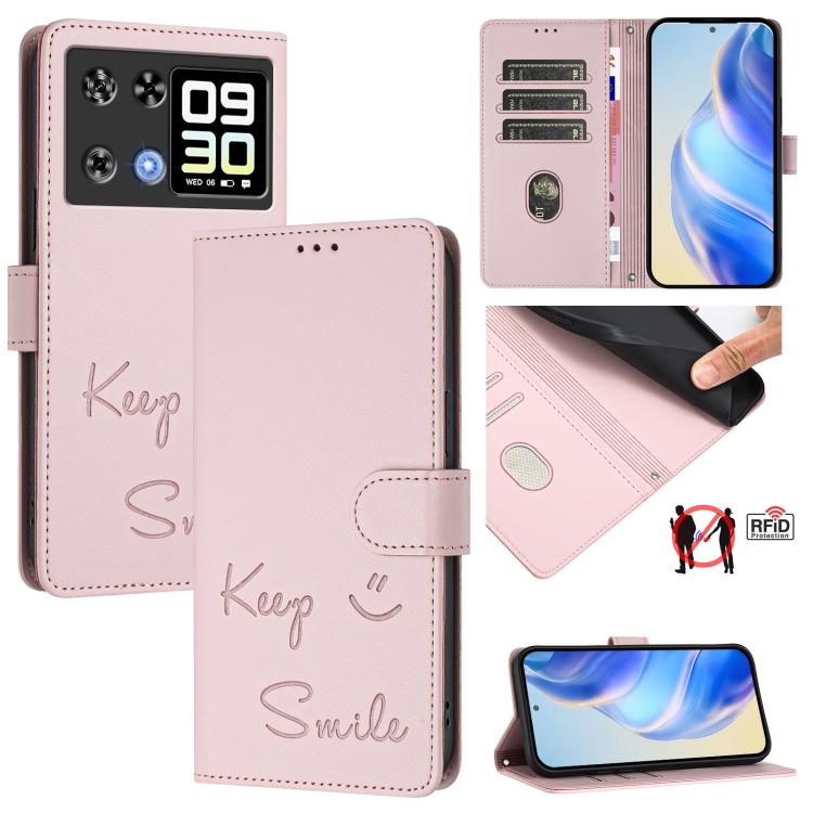 Smile Embossing RFID Leather Phone Case, For Cubot A40, For Cubot P90, For Cubot A30, For Cubot A20, For Cubot Max 5, For Cubot A10, For Cubot Note 40, For Cubot P50
