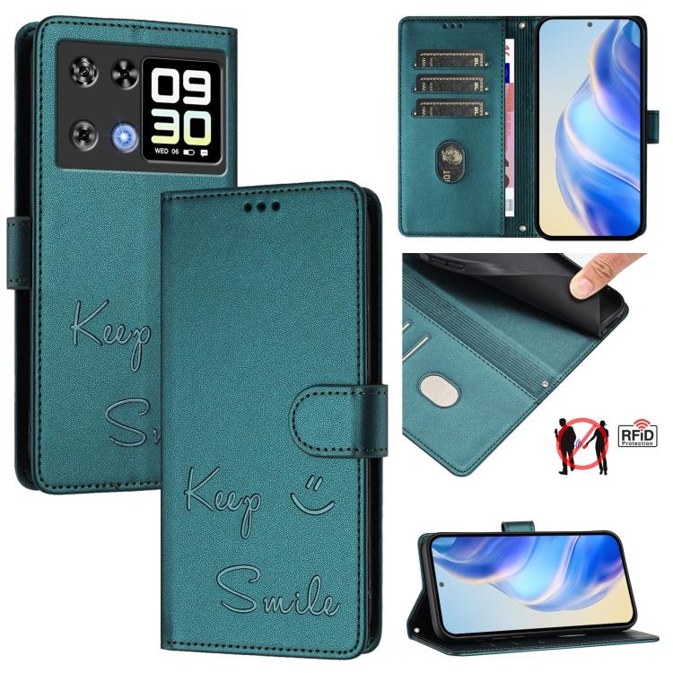 Smile Embossing RFID Leather Phone Case, For Cubot A40, For Cubot P90, For Cubot A30, For Cubot A20, For Cubot Max 5, For Cubot A10, For Cubot Note 40, For Cubot P50
