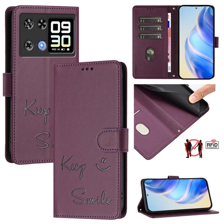 Smile Embossing RFID Leather Phone Case, For Cubot A40, For Cubot P90, For Cubot A30, For Cubot A20, For Cubot Max 5, For Cubot A10, For Cubot Note 40, For Cubot P50