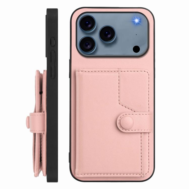 Button Card Bag RFID Anti-theft Phone Case, For iPhone 18 Pro / 17 Pro, For iPhone 18 Pro Max / 17 Pro Max, For iPhone 17, For iPhone Air, For iPhone 16 Pro Max, For iPhone 16 Pro, For iPhone 16 Plus, For iPhone 16