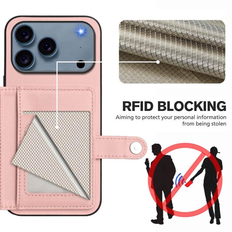 Button Card Bag RFID Anti-theft Phone Case, For iPhone 18 Pro / 17 Pro, For iPhone 18 Pro Max / 17 Pro Max, For iPhone 17, For iPhone Air, For iPhone 16 Pro Max, For iPhone 16 Pro, For iPhone 16 Plus, For iPhone 16