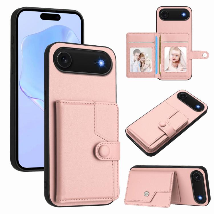 Button Card Bag RFID Anti-theft Phone Case, For iPhone 18 Pro / 17 Pro, For iPhone 18 Pro Max / 17 Pro Max, For iPhone 17, For iPhone Air, For iPhone 16 Pro Max, For iPhone 16 Pro, For iPhone 16 Plus, For iPhone 16