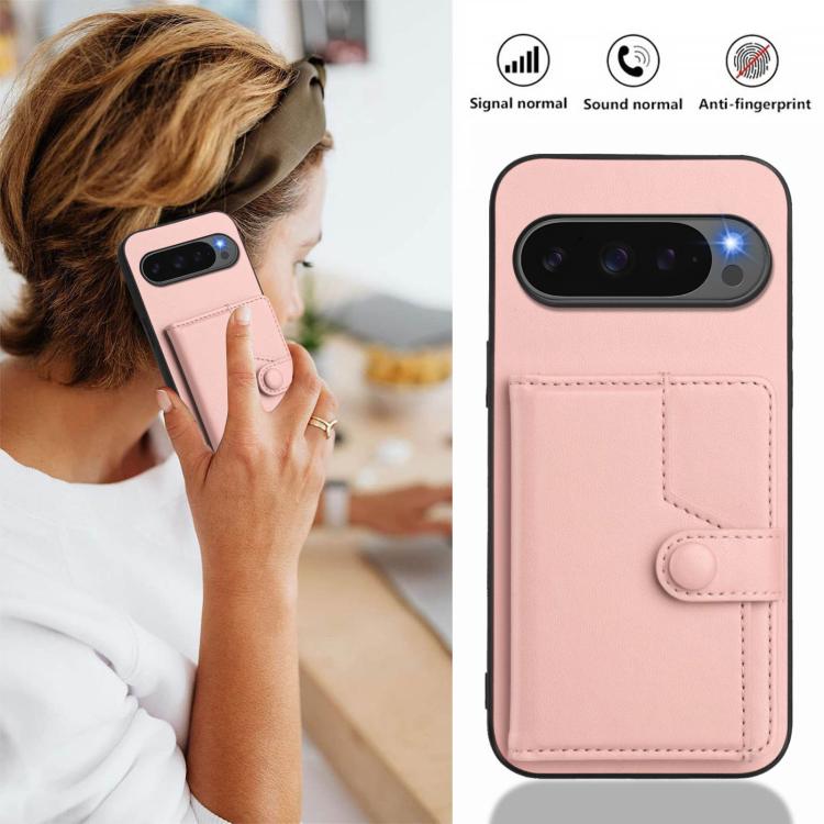 Button Card Bag RFID Anti-theft Phone Case, For Google Pixel 10 Pro XL, For Google Pixel 10 / 10 Pro, For Google Pixel 9 Pro, For Google Pixel 9, For Google Pixel 8a, For Google Pixel 8 Pro, For Google Pixel 8