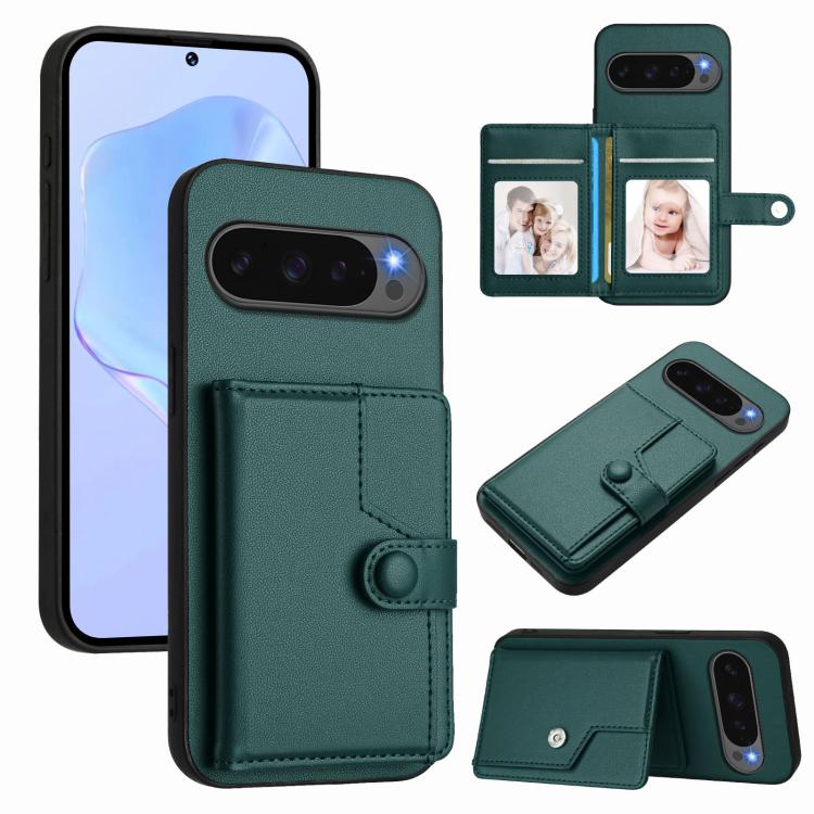 Button Card Bag RFID Anti-theft Phone Case, For Google Pixel 10 Pro XL, For Google Pixel 10 / 10 Pro, For Google Pixel 9 Pro, For Google Pixel 9, For Google Pixel 8a, For Google Pixel 8 Pro, For Google Pixel 8