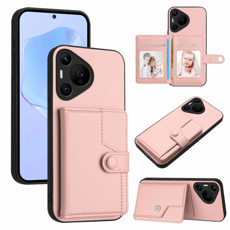 Button Card Bag RFID Anti-theft Phone Case, For Huawei Pura 70 Ultra, For Huawei Pura 70 Pro, For Huawei Pura 70