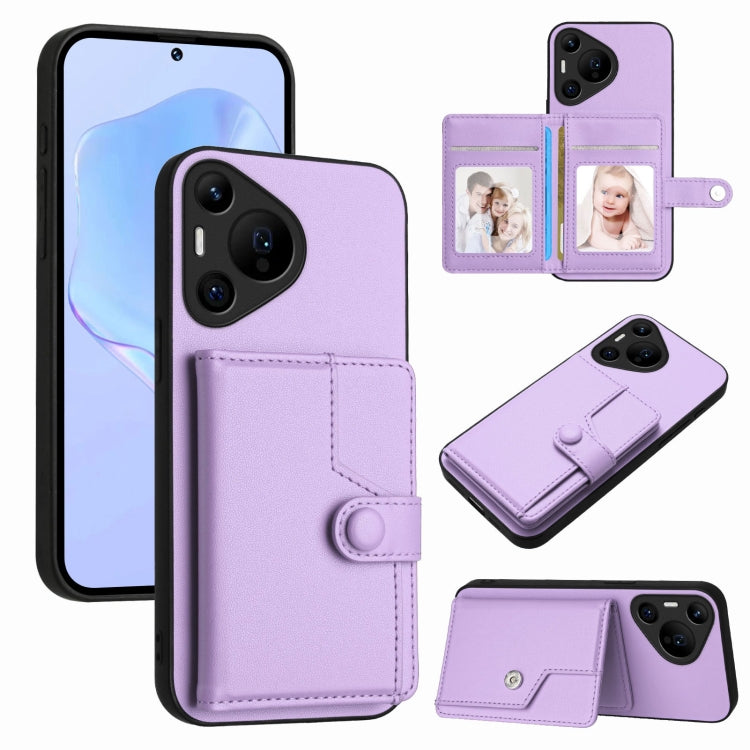 Button Card Bag RFID Anti-theft Phone Case, For Huawei Pura 70 Ultra, For Huawei Pura 70 Pro, For Huawei Pura 70