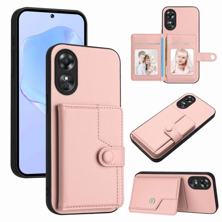 Button Card Bag RFID Anti-theft Phone Case, For OPPO A58 4G Global, For OPPO Reno10 Global, For OPPO A78 4G Global, For OPPO A17, For OPPO A79 5G Global