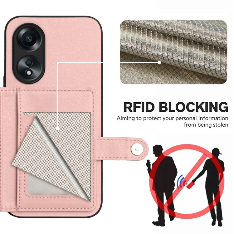 Button Card Bag RFID Anti-theft Phone Case, For OPPO A58 4G Global, For OPPO Reno10 Global, For OPPO A78 4G Global, For OPPO A17, For OPPO A79 5G Global