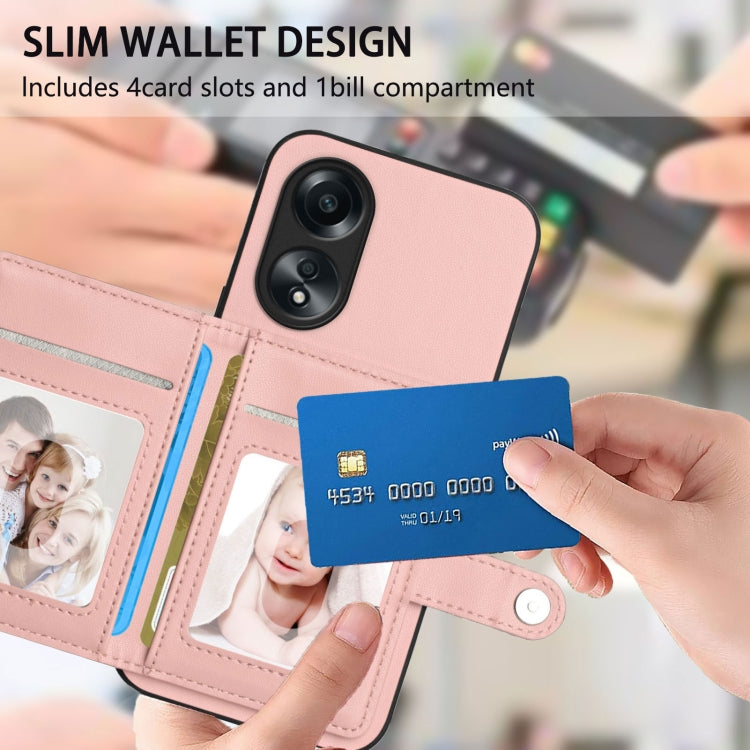 Button Card Bag RFID Anti-theft Phone Case, For OPPO A58 4G Global, For OPPO Reno10 Global, For OPPO A78 4G Global, For OPPO A17, For OPPO A79 5G Global