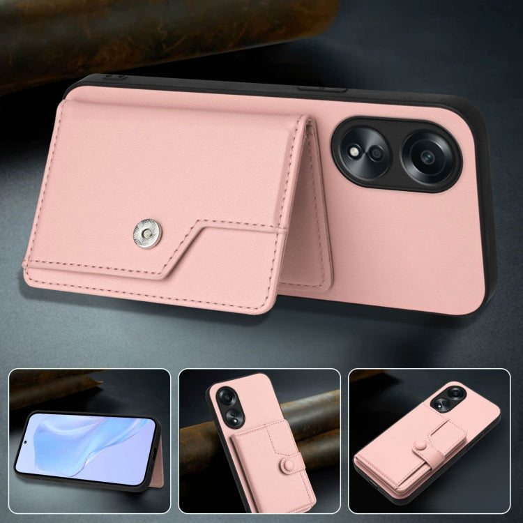 Button Card Bag RFID Anti-theft Phone Case, For OPPO A58 4G Global, For OPPO Reno10 Global, For OPPO A78 4G Global, For OPPO A17, For OPPO A79 5G Global