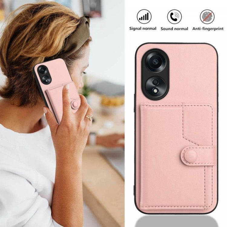 Button Card Bag RFID Anti-theft Phone Case, For OPPO A58 4G Global, For OPPO Reno10 Global, For OPPO A78 4G Global, For OPPO A17, For OPPO A79 5G Global