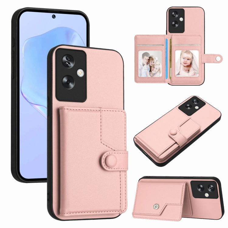 Button Card Bag RFID Anti-theft Phone Case, For OPPO A58 4G Global, For OPPO Reno10 Global, For OPPO A78 4G Global, For OPPO A17, For OPPO A79 5G Global
