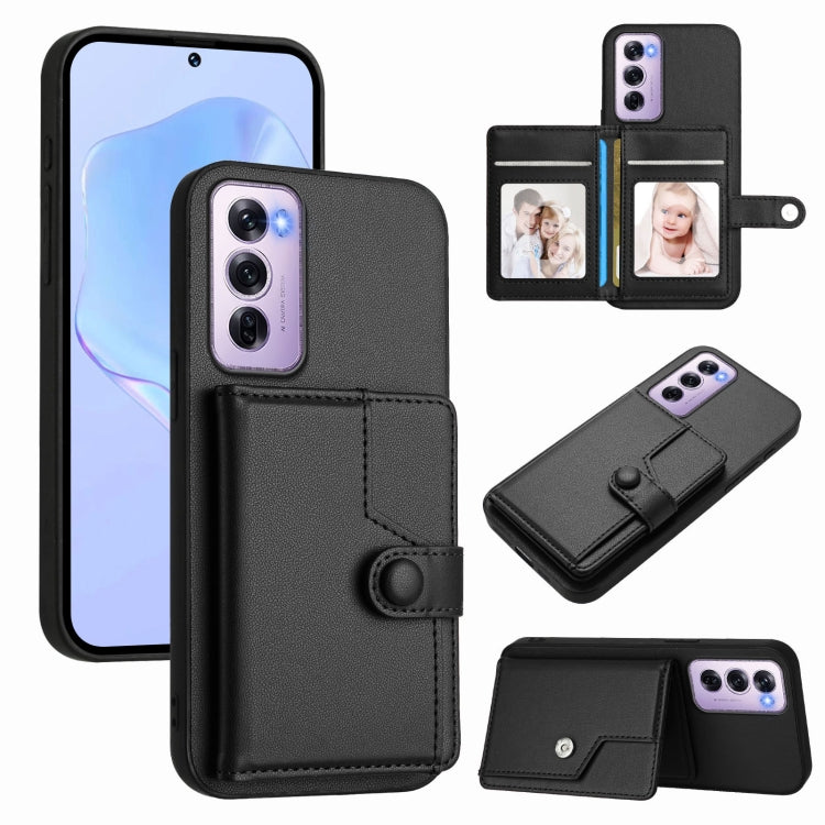 Button Card Bag RFID Anti-theft Phone Case, For OPPO A5 / F29, For OPPO Find X8s+, For OPPO Find X8s, For OPPO Find X8 Ultra, For OPPO A5 Energy / A5 Pro 5G Global, For OPPO K12x, For OPPO A3 Pro Global, For OPPO Reno12 Pro Global