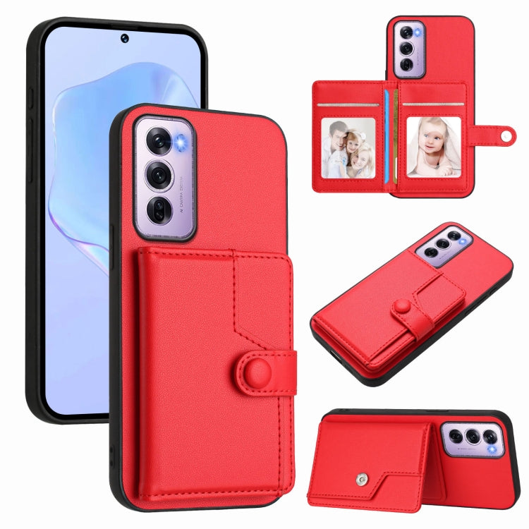 Button Card Bag RFID Anti-theft Phone Case, For OPPO A5 / F29, For OPPO Find X8s+, For OPPO Find X8s, For OPPO Find X8 Ultra, For OPPO A5 Energy / A5 Pro 5G Global, For OPPO K12x, For OPPO A3 Pro Global, For OPPO Reno12 Pro Global