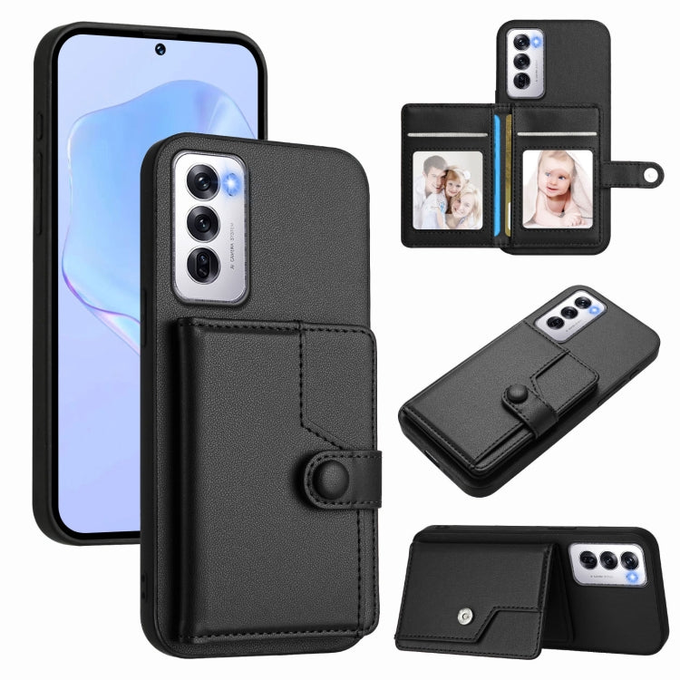 Button Card Bag RFID Anti-theft Phone Case, For OPPO Reno12 Global, For OPPO K12 5G, For OPPO A3 Pro 5G, For OPPO Reno11 F / F25 Pro, For OPPO Reno11 Global, For OPPO Reno11 Pro Global, For OPPO A58 / A58x / A1x, For OPPO A38 4G / A18 4G Global