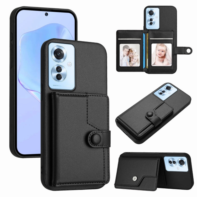 Button Card Bag RFID Anti-theft Phone Case, For OPPO Reno12 Global, For OPPO K12 5G, For OPPO A3 Pro 5G, For OPPO Reno11 F / F25 Pro, For OPPO Reno11 Global, For OPPO Reno11 Pro Global, For OPPO A58 / A58x / A1x, For OPPO A38 4G / A18 4G Global