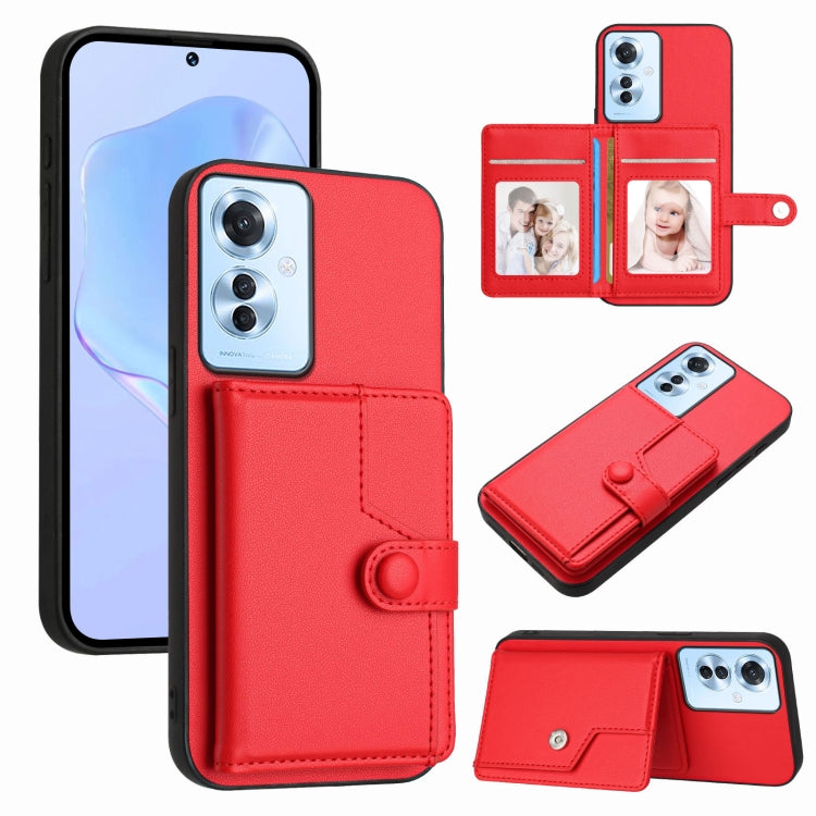 Button Card Bag RFID Anti-theft Phone Case, For OPPO Reno12 Global, For OPPO K12 5G, For OPPO A3 Pro 5G, For OPPO Reno11 F / F25 Pro, For OPPO Reno11 Global, For OPPO Reno11 Pro Global, For OPPO A58 / A58x / A1x, For OPPO A38 4G / A18 4G Global