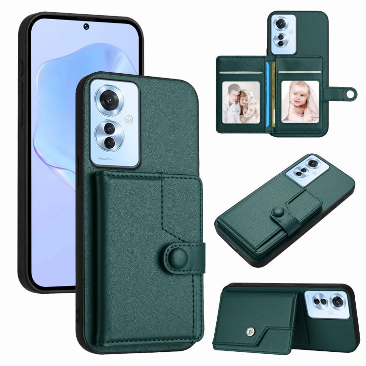 Button Card Bag RFID Anti-theft Phone Case, For OPPO Reno12 Global, For OPPO K12 5G, For OPPO A3 Pro 5G, For OPPO Reno11 F / F25 Pro, For OPPO Reno11 Global, For OPPO Reno11 Pro Global, For OPPO A58 / A58x / A1x, For OPPO A38 4G / A18 4G Global