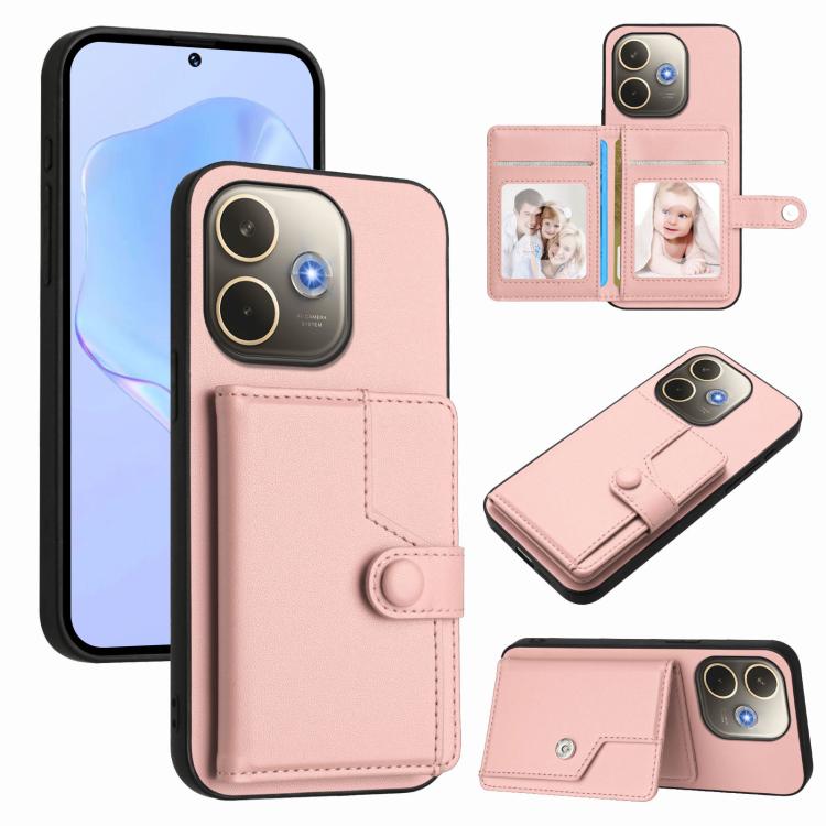 Button Card Bag RFID Anti-theft Phone Case, For OPPO A5 / F29, For OPPO Find X8s+, For OPPO Find X8s, For OPPO Find X8 Ultra, For OPPO A5 Energy / A5 Pro 5G Global, For OPPO K12x, For OPPO A3 Pro Global, For OPPO Reno12 Pro Global