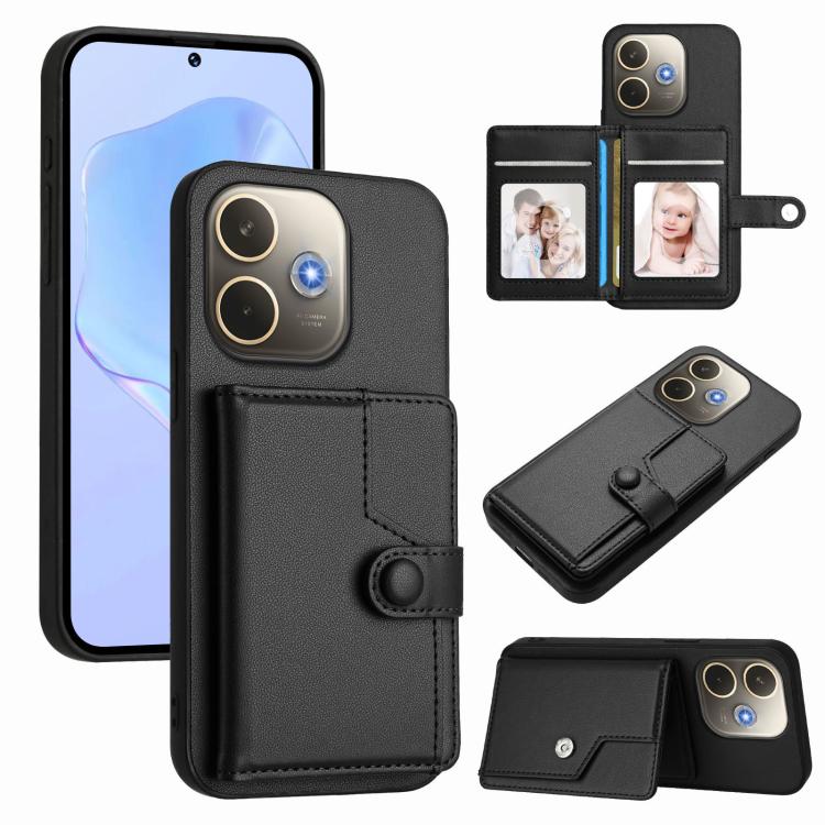 Button Card Bag RFID Anti-theft Phone Case, For OPPO A5 / F29, For OPPO Find X8s+, For OPPO Find X8s, For OPPO Find X8 Ultra, For OPPO A5 Energy / A5 Pro 5G Global, For OPPO K12x, For OPPO A3 Pro Global, For OPPO Reno12 Pro Global