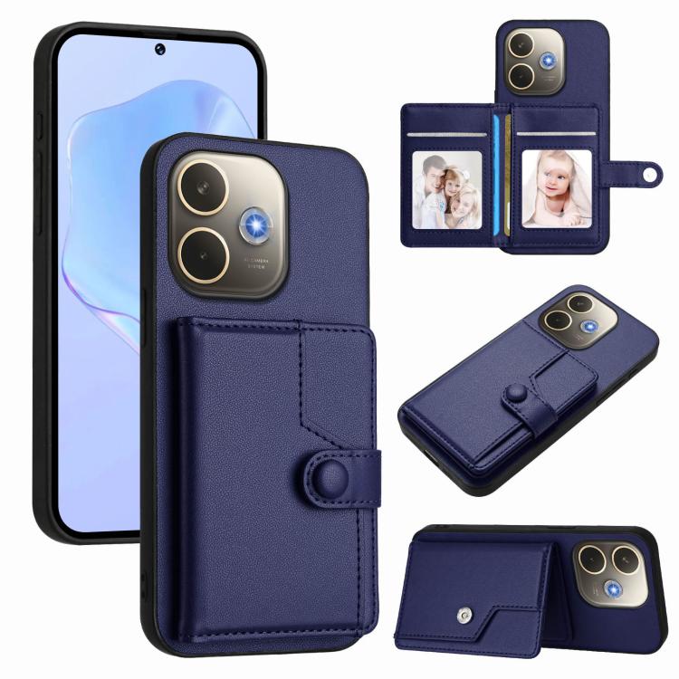 Button Card Bag RFID Anti-theft Phone Case, For OPPO A5 / F29, For OPPO Find X8s+, For OPPO Find X8s, For OPPO Find X8 Ultra, For OPPO A5 Energy / A5 Pro 5G Global, For OPPO K12x, For OPPO A3 Pro Global, For OPPO Reno12 Pro Global