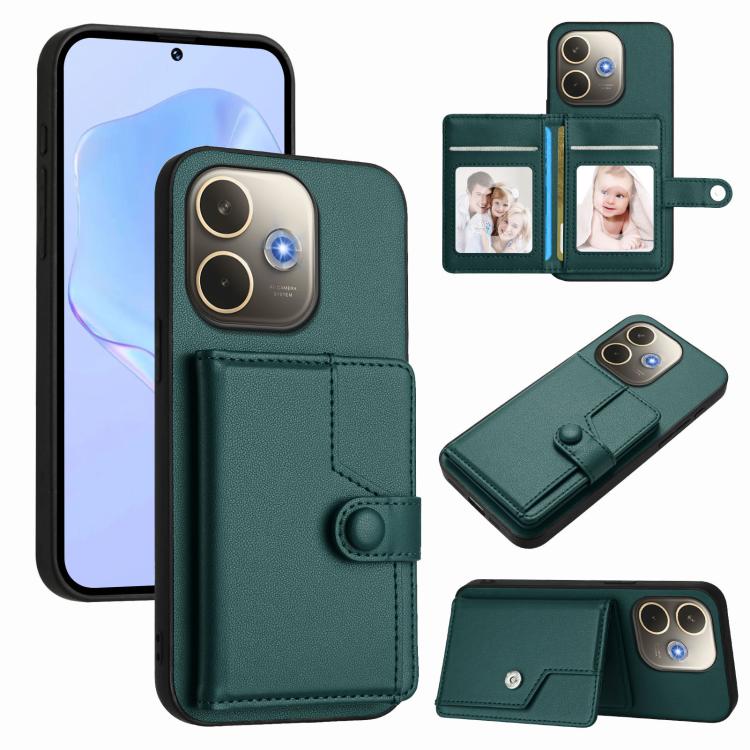 Button Card Bag RFID Anti-theft Phone Case, For OPPO A5 / F29, For OPPO Find X8s+, For OPPO Find X8s, For OPPO Find X8 Ultra, For OPPO A5 Energy / A5 Pro 5G Global, For OPPO K12x, For OPPO A3 Pro Global, For OPPO Reno12 Pro Global