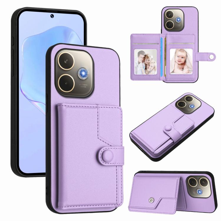 Button Card Bag RFID Anti-theft Phone Case, For OPPO A5 / F29, For OPPO Find X8s+, For OPPO Find X8s, For OPPO Find X8 Ultra, For OPPO A5 Energy / A5 Pro 5G Global, For OPPO K12x, For OPPO A3 Pro Global, For OPPO Reno12 Pro Global