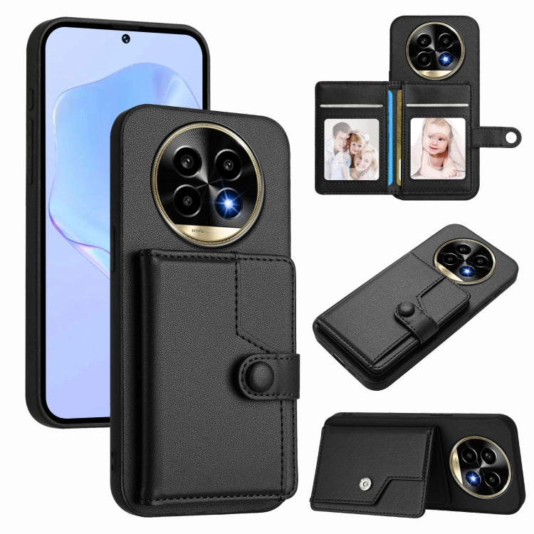 Button Card Bag RFID Anti-theft Phone Case, For Realme 14, For Realme 14 Pro+, For Realme 14 Pro, For Realme 13 Pro / 13 Pro+ 5G, For Realme GT Neo6 SE, For Realme 12 Pro+ / 12 Pro, For Realme 12+ 5G / P1 5G