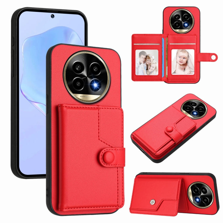 Button Card Bag RFID Anti-theft Phone Case, For Realme 14, For Realme 14 Pro+, For Realme 14 Pro, For Realme 13 Pro / 13 Pro+ 5G, For Realme GT Neo6 SE, For Realme 12 Pro+ / 12 Pro, For Realme 12+ 5G / P1 5G