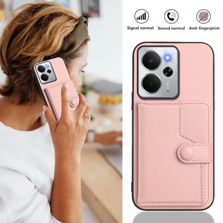 Button Card Bag RFID Anti-theft Phone Case, For Realme 14, For Realme 14 Pro+, For Realme 14 Pro, For Realme 13 Pro / 13 Pro+ 5G, For Realme GT Neo6 SE, For Realme 12 Pro+ / 12 Pro, For Realme 12+ 5G / P1 5G