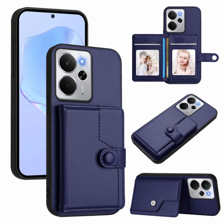 Button Card Bag RFID Anti-theft Phone Case, For Realme 14, For Realme 14 Pro+, For Realme 14 Pro, For Realme 13 Pro / 13 Pro+ 5G, For Realme GT Neo6 SE, For Realme 12 Pro+ / 12 Pro, For Realme 12+ 5G / P1 5G