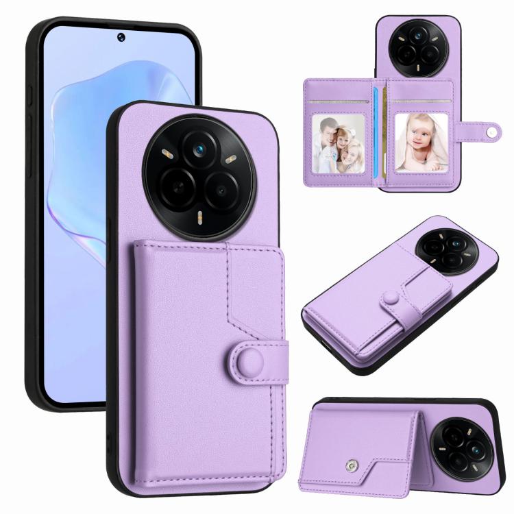 Button Card Bag RFID Anti-theft Phone Case, For Realme 14, For Realme 14 Pro+, For Realme 14 Pro, For Realme 13 Pro / 13 Pro+ 5G, For Realme GT Neo6 SE, For Realme 12 Pro+ / 12 Pro, For Realme 12+ 5G / P1 5G