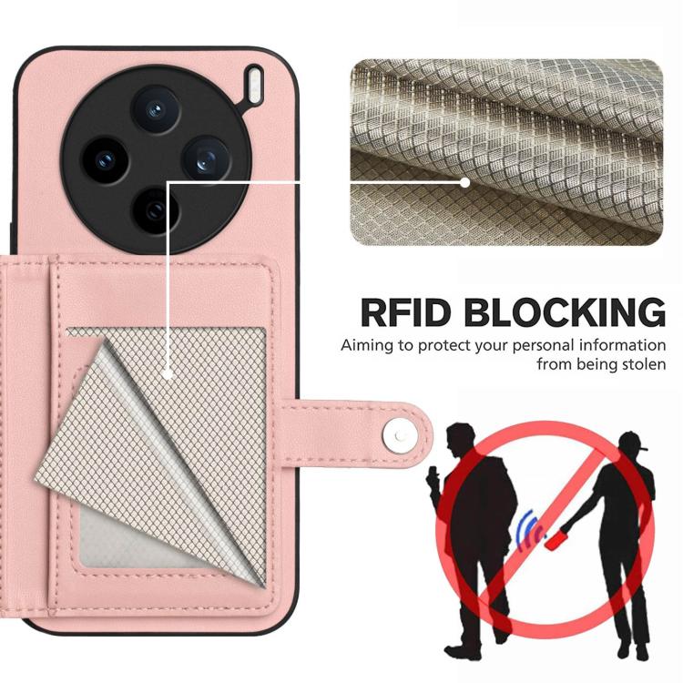 Button Card Bag RFID Anti-theft Phone Case, For vivo X200s, For vivo Y29 4G / T4x / Y300t, For vivo V50 / V50e, For vivo X200 Ultra, For vivo V50 Lite 4G, For vivo Y39 5G / Y300i, For vivo Y200