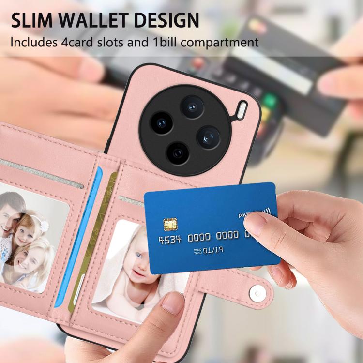 Button Card Bag RFID Anti-theft Phone Case, For vivo X200s, For vivo Y29 4G / T4x / Y300t, For vivo V50 / V50e, For vivo X200 Ultra, For vivo V50 Lite 4G, For vivo Y39 5G / Y300i, For vivo Y200