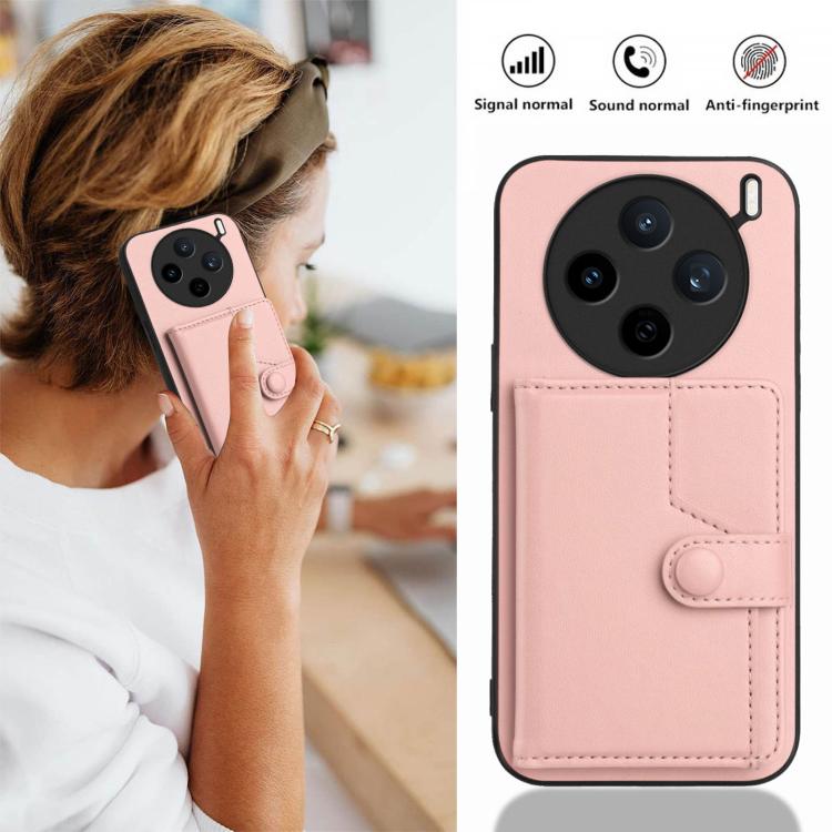 Button Card Bag RFID Anti-theft Phone Case, For vivo X200s, For vivo Y29 4G / T4x / Y300t, For vivo V50 / V50e, For vivo X200 Ultra, For vivo V50 Lite 4G, For vivo Y39 5G / Y300i, For vivo Y200
