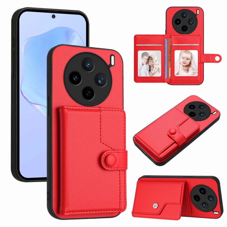 Button Card Bag RFID Anti-theft Phone Case, For vivo X200s, For vivo Y29 4G / T4x / Y300t, For vivo V50 / V50e, For vivo X200 Ultra, For vivo V50 Lite 4G, For vivo Y39 5G / Y300i, For vivo Y200