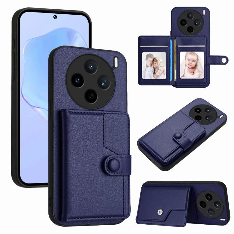 Button Card Bag RFID Anti-theft Phone Case, For vivo X200s, For vivo Y29 4G / T4x / Y300t, For vivo V50 / V50e, For vivo X200 Ultra, For vivo V50 Lite 4G, For vivo Y39 5G / Y300i, For vivo Y200