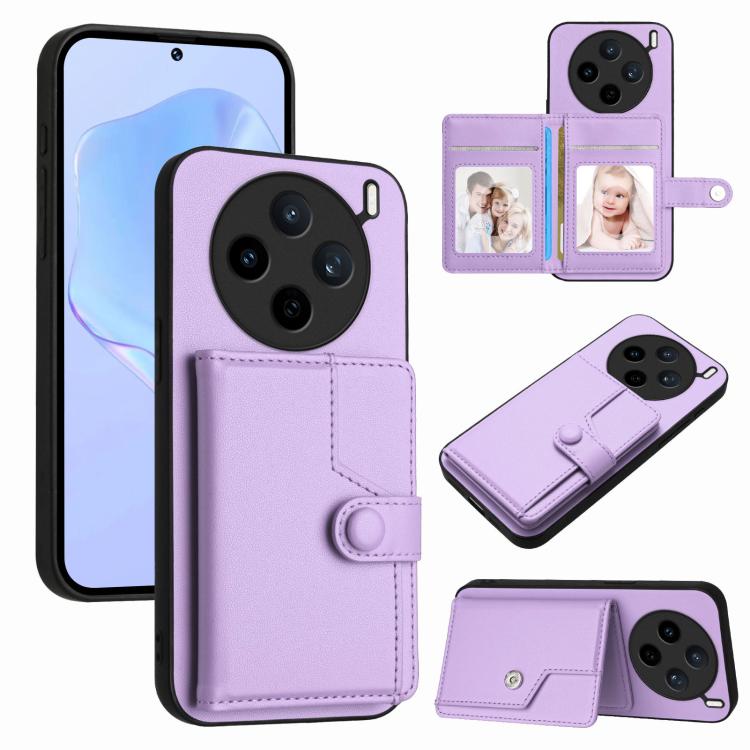 Button Card Bag RFID Anti-theft Phone Case, For vivo X200s, For vivo Y29 4G / T4x / Y300t, For vivo V50 / V50e, For vivo X200 Ultra, For vivo V50 Lite 4G, For vivo Y39 5G / Y300i, For vivo Y200