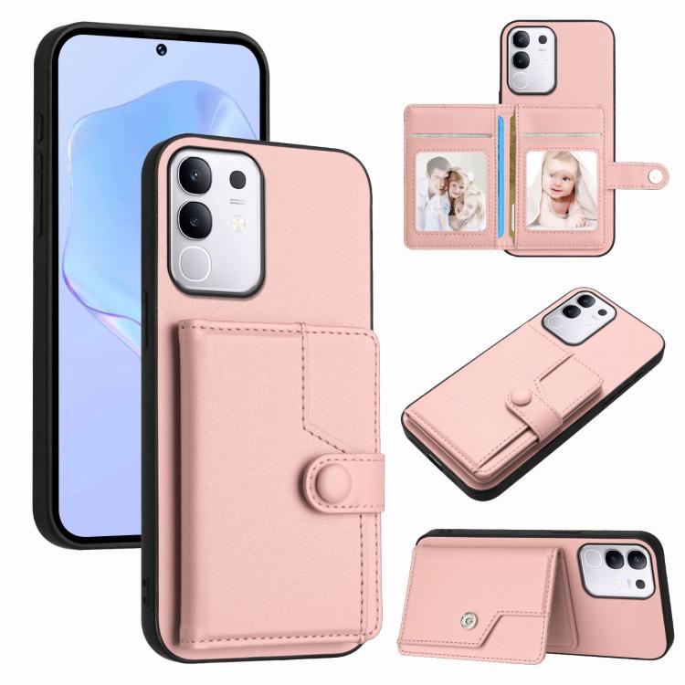 Button Card Bag RFID Anti-theft Phone Case, For vivo X200s, For vivo Y29 4G / T4x / Y300t, For vivo V50 / V50e, For vivo X200 Ultra, For vivo V50 Lite 4G, For vivo Y39 5G / Y300i, For vivo Y200